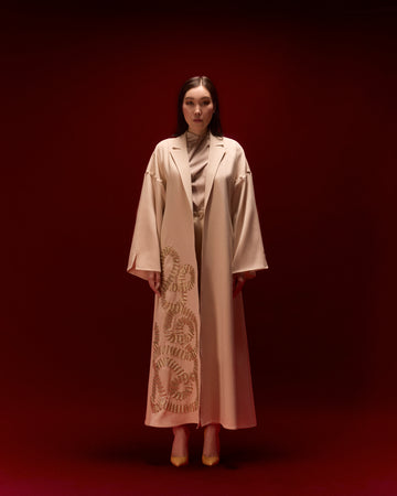 Hand Stitched Kimono Abaya - Gold